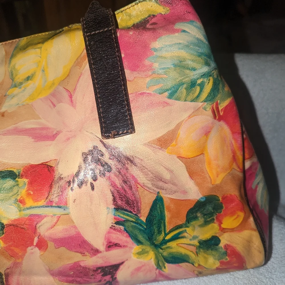 Maurizio Taiuti floral leather tote bag.